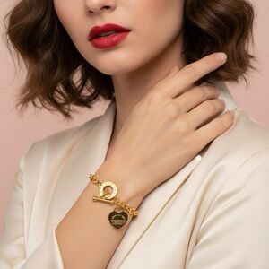 Gold Heart Charm Bracelet